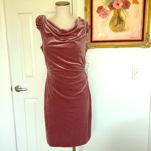 Eliza J Sleeveless Pink Velvet Drape Dress 14 NWT